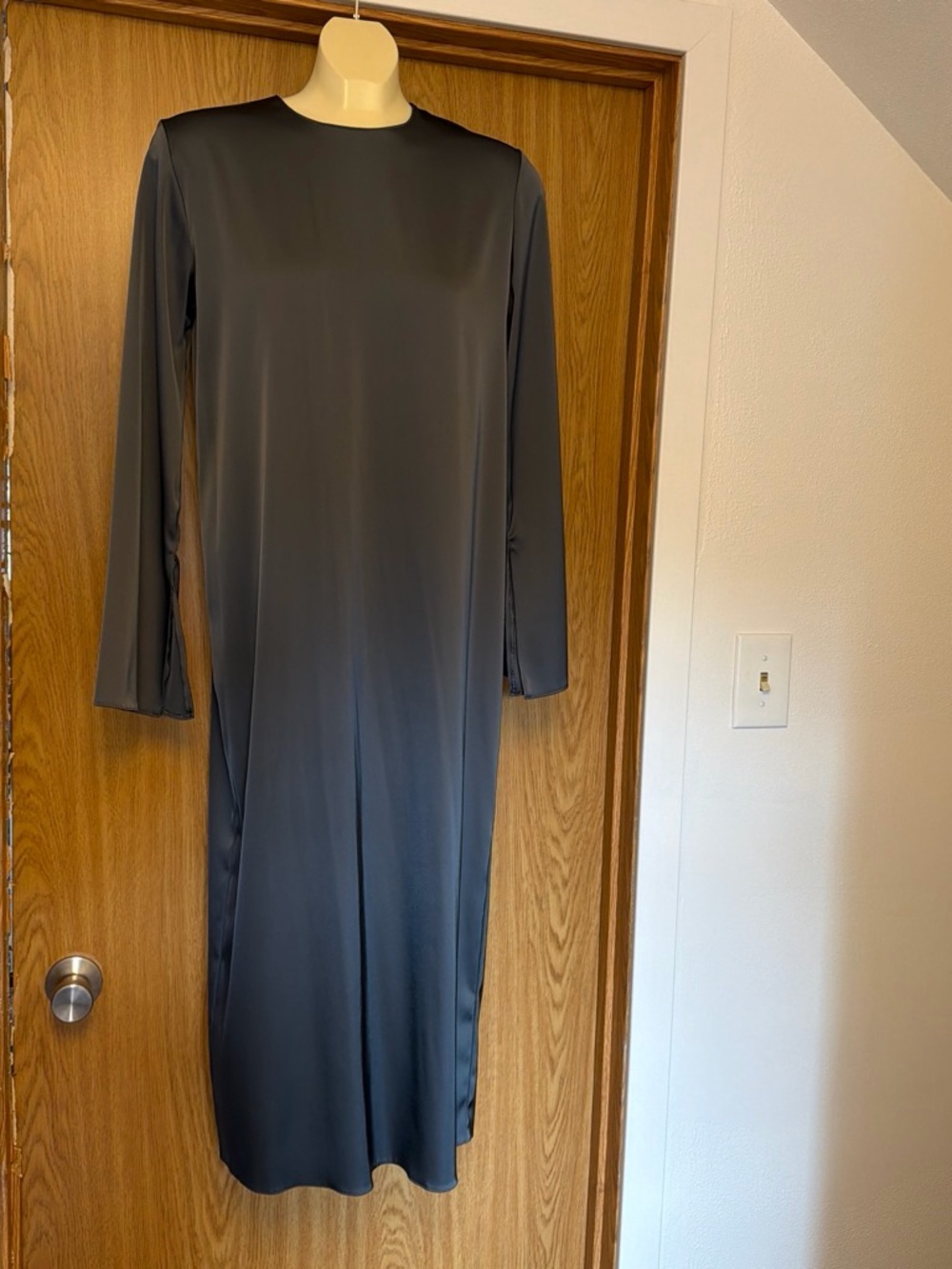 Zara slate gray Long-Sleeve Maxi Dress